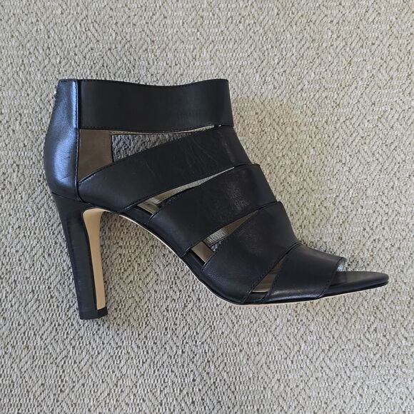 Michael Kors Black Leather Gisele Open Toe Caged Heels - Size 7 - Picture 12 of 16